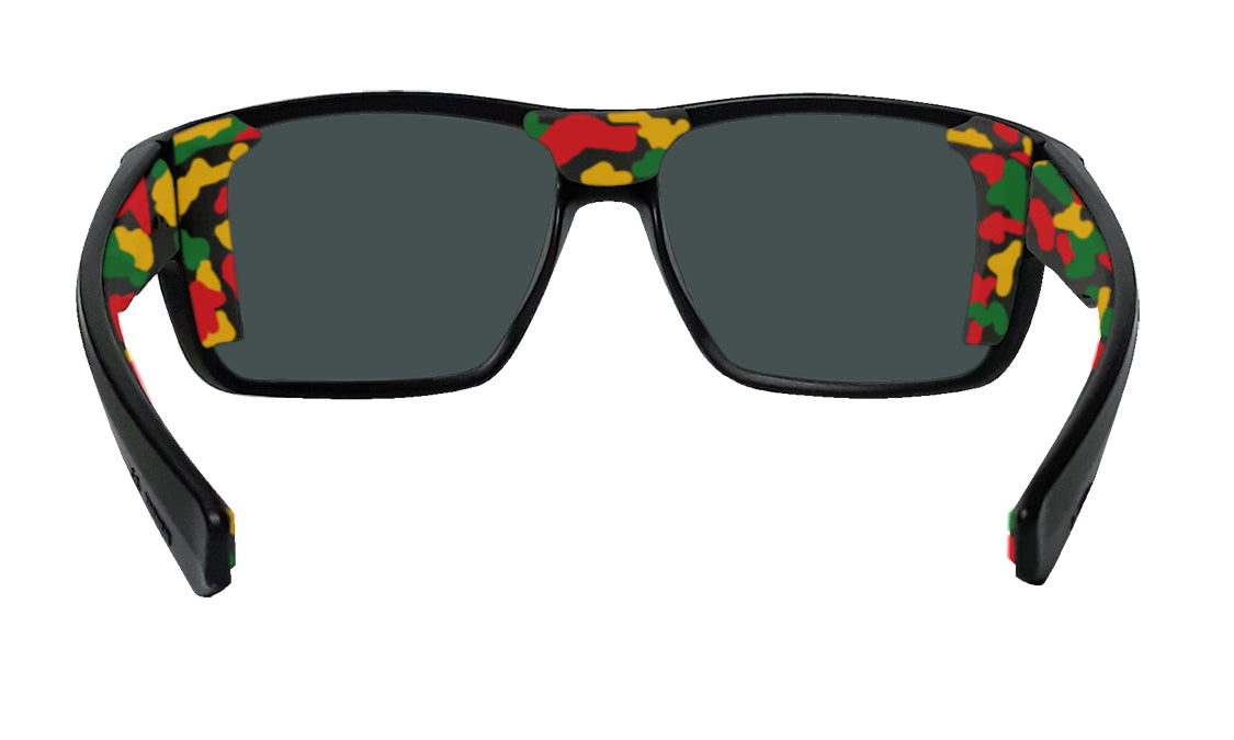 Rasta Sunglasses with Red Polarized Mirror Lenses