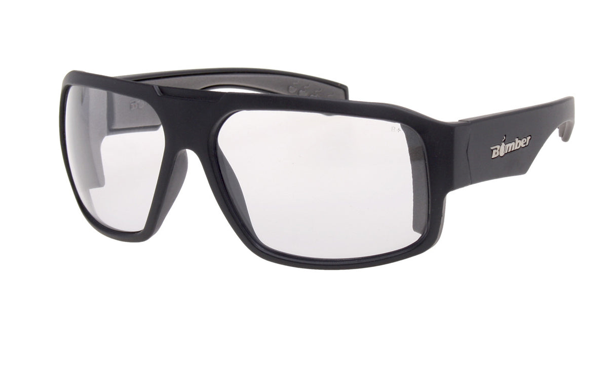 Bomber Mega Bomb Clear Lens Safety Glasses with Black Frame