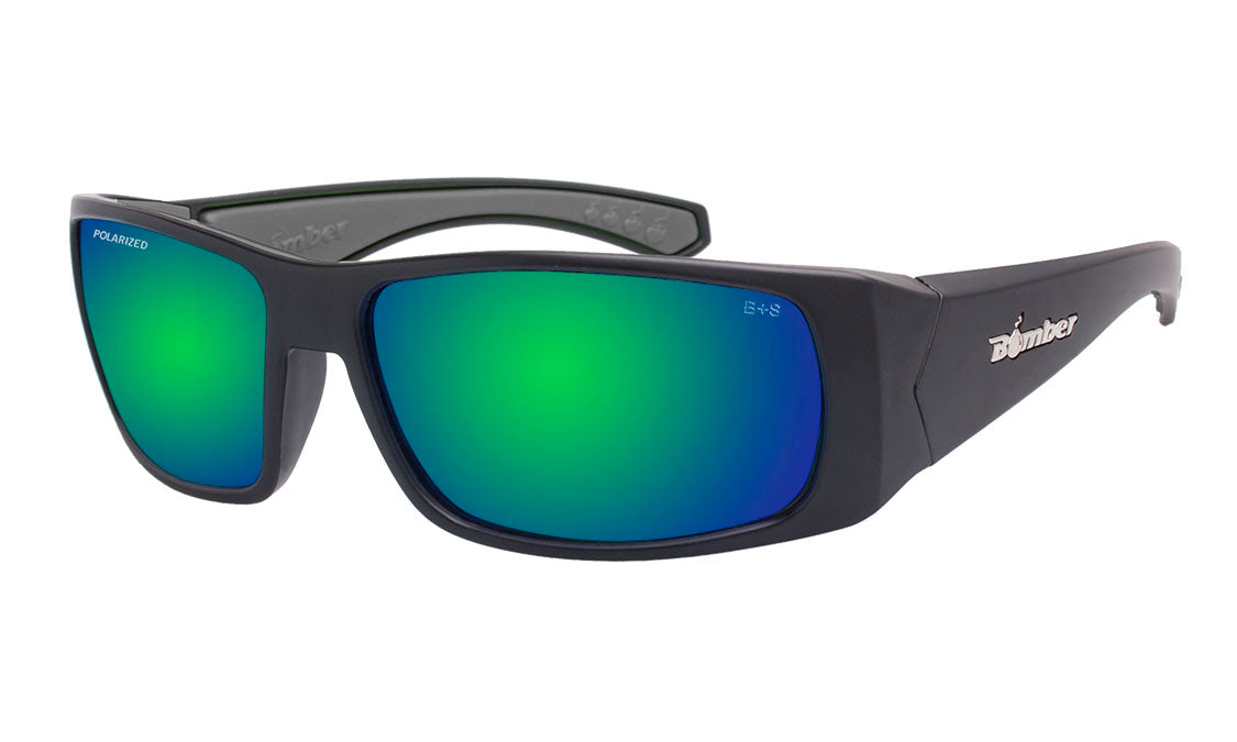 Polarized Green Mirrored Safety Sunglasses | Bomber Eyewear