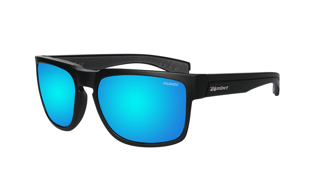 Ice Blue Mirror Polarized Sunglasses With Matte Black Frame 